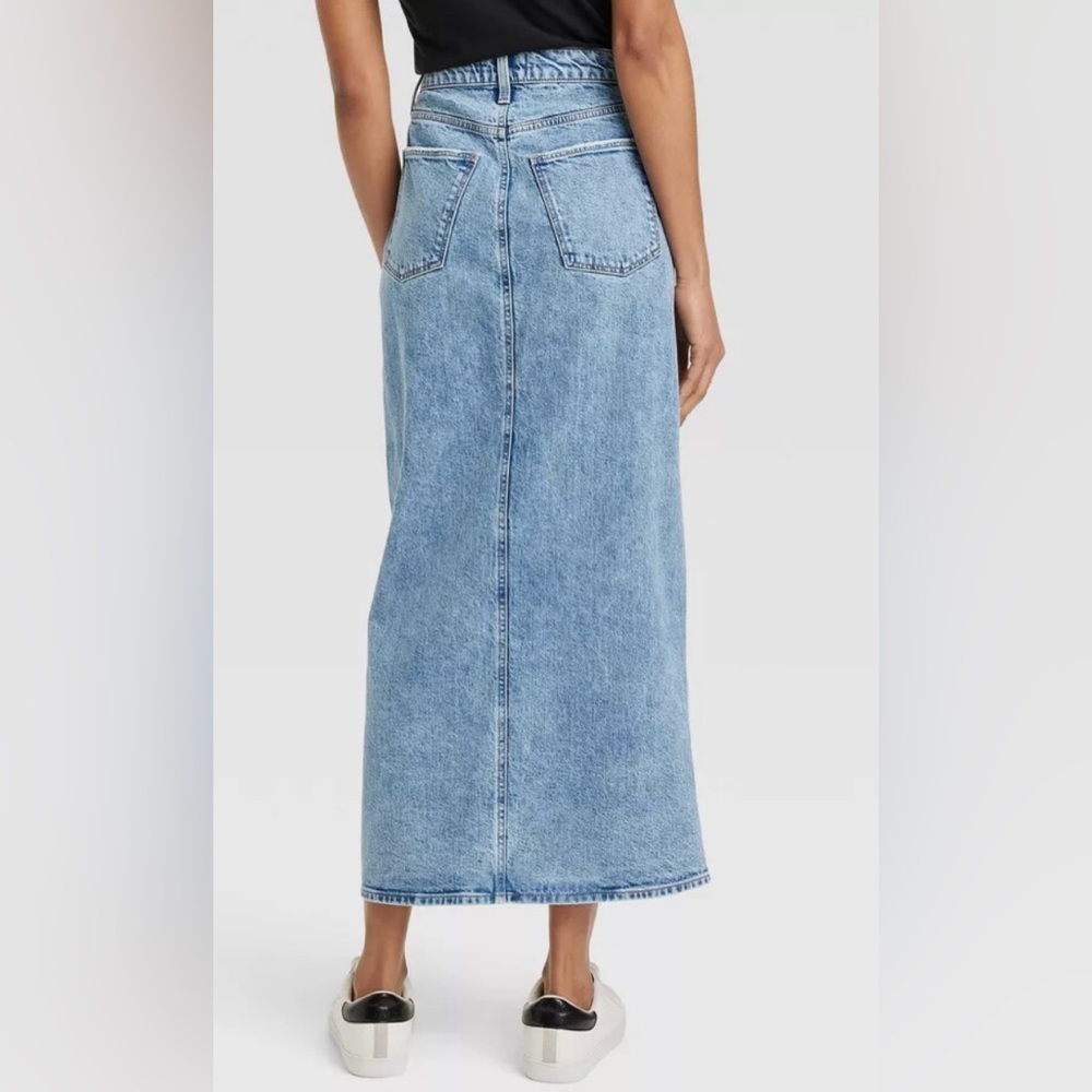 Universal Thread High Rise Denim Maxi Skirt Medium Wash Slit Western Size 14 - Picture 3 of 14